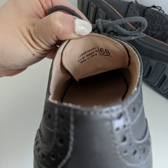 NWOT Cole Haan Lunargrand wool leather oxford sneakers gray - Picture 4 of 4